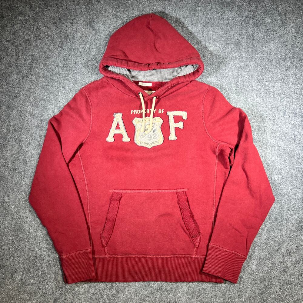 Vintage Y2K Abercrombie & Fitch Hoodie 2XL Red Pullover Sweatshirt
